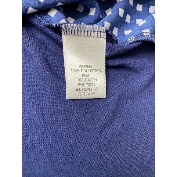 Apt.9 Blouse Top Women's 0X Plus Blue Navy V-Neck Mixed-Media Geo-Print Soft - Picture 8 of 9